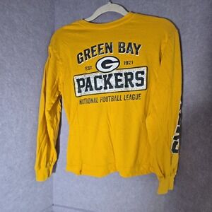 NFL Green Bay Packers Football Long Sleeves Cotton Youth T Shirt: Size L 10/12